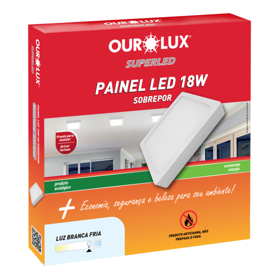 PAINEL DE LED QUADRADO EMBUTIR BIV 6500K - OUROLUX